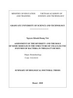 Nghiên cứu đánh giá sự đa dạng và vai trò của một số module trong cấu trúc enzyme thủy phân cellulose từ khu hệ vi sinh vật trong dạ cỏ của dê  tt tiếng anh 