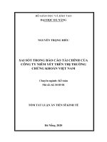 Tóm tắt luận án Tiến sĩ Kinh tế: Sai sót trong báo cáo tài chính của công ty niêm yết trên thị trường chứng khoán Việt Nam
