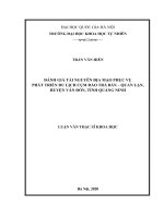 Đánh giá tài nguyên địa mạo phục vụ phát triển du lịch cụm đảo trà bản   quan lạn huyện vân đồn, tỉnh quảng ninh 