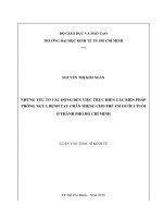 Những yếu tố tác động đến việc thực hiện các biện pháp phòng ngừa bệnh tay chân miệng cho trẻ dưới 5 tuổi ở thành phố hồ chí minh 