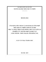Ứng dụng viễn thám và GIS đánh giá tổng hợp điều kiện tự nhiên, kinh tế xã hội phục vụ phát triển nuôi trồng thủy sản nước lợ (nghiên cứu trường hợp tại khu vực long thành – nhơn trạch, tỉnh đồng nai) 