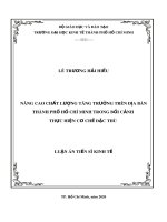 Luận án Tiến sĩ Kinh tế: Nâng cao chất lượng tăng trưởng trên địa bàn thành phố Hồ Chí Minh trong bối cảnh thực hiện cơ chế đặc thù