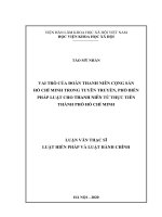Vai trò của đoàn thanh niên cộng sản hồ chí minh trong tuyên truyền, phổ biến pháp luật cho thanh niên từ thực tiễn thành phố hồ chí minh