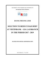 Solution to reduce bad debt at vietinbank – gia lai branch in the period 2017   2019 