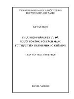 Thực hiện pháp luật ưu đãi người có công với cách mạng từ thực tiễn thành phố hồ chí minh