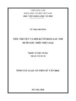 Tiểu thuyết và hồi kí tô hoài sau 1945 dưới góc nhìn thể loại tt 