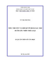 Tiểu thuyết và hồi kí tô hoài sau 1945 dưới góc nhìn thể loại
