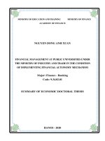 Summary of Economic Doctoral thesis: Financial management at public universities under the ministry of industry and trade in the condition of implementing financial autonomy mechanism