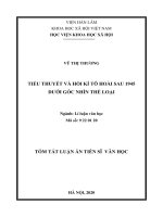 Tiểu thuyết và hồi kí tô hoài sau 1945 dưới góc nhìn thể loại tt 