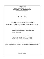 Tóm tắt luận án Tiến sĩ Luật học: Giá trị quyền con người trong luật tục của người Thái ở Tây Bắc Việt Nam