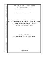 Quản lý nhà nước về phòng, chống mại dâm từ thực tiễn huyện bình chánh, thành phố hồ chí minh