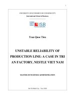 Unstable reliability of production line  a case in tri an factory, nestle viet nam 