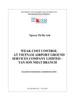 Weak cost control at vietnam airport ground services company limited – tan son nhat branch 