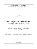 Quản lý trường trung học phổ thông ngoài công lập ở hà nội trong giai đoạn hiện nay (tt) 