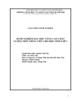 SKKN một số kinh nghiệm dạy học nâng cao chất lượng môn tiếng việt cho học sinh lớp 1 