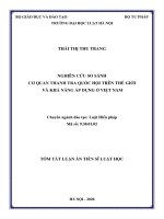 Tóm tắt luận án Tiến sĩ Luật học: Nghiên cứu so sánh cơ quan thanh tra quốc hội trên thế giới và khả năng áp dụng ở Việt Nam