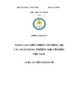Luận án Tiến sĩ Kinh tế: Nâng cao chất lượng tín dụng tại các ngân hàng thương mại cổ phần Việt Nam