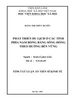 Tóm tắt luận án Tiến sĩ Kinh tế: Phát triển du lịch ở các tỉnh phía nam đồng bằng sông Hồng theo hướng bền vững