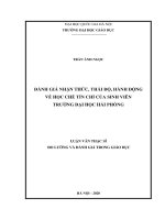 Đánh giá nhận thức, thái độ, hành động về học chế tín chỉ của sinh viên trường đại học hải phòng​ 