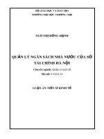 Luận án Tiến sĩ Kinh tế: Quản lý ngân sách nhà nước của Sở tài chính Hà Nội