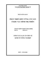 Tóm tắt luận án Tiến sĩ Kinh tế Nông nghiệp: Phát triển bền vững cây sắn ở khu vực Bình Trị Thiên