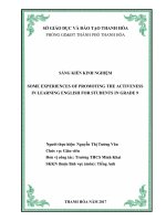 Some experiences of promoting the activeness in learning english for students in grade 8 