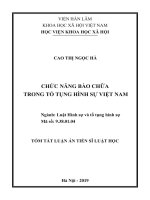 Tóm tắt luận án Tiến sĩ Luật học: Chức năng bào chữa trong tố tụng hình sự Việt Nam