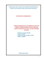 Some experiences to improve how to write a paragraph in english for good students at tan lap secondary school 