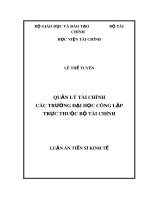 Luận án Tiến sĩ Kinh tế: Quản lý tài chính các trường đại học công lập trực thuộc bộ tài chính