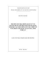 TRI THỨC BẢN ĐỊA TRONG QUẢN LÝ TÀI NGUYÊN RỪNG GÓP PHẦN BẢO TỒN ĐA DẠNG SINH HỌC TẠI CỘNG ĐỒNG DÂN TỘC THIẾU SỐ VÙNG ĐỆM VƯỜN QUỐC GIA PÙ MÁT, TỈNH NGHỆ AN (Copy > Word > OK)