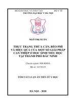 THỰC TRẠNG THỪA CÂN, BÉO PHÌ VÀ HIỆU QUẢ CỦA MỘT SỐ GIẢI PHÁP CAN THIỆP Ở HỌC SINH TIỂU HỌC TẠI THÀNH PHỐ BẮC NINH (Copy > Word > OK)