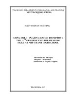 Using role – playing games to improve the 11th graders’ english speaking skills at nhu thanh high school 