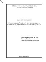 SKKN ỨNG DỤNG đạo hàm để GIÚP học SINH GIẢI QUYẾT các bài TOÁN THỰC tế TRONG đề THI THPT QUỐC GIA 