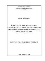 Đánh giá khả năng kháng tế bào ung thư dạ dày của một số loài trong chi ardisia thuộc họ đơn nem (myrsinaceae) phân bố tại bắc kạn​ 