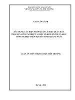 Xây dựng các biện pháp quản lý hiệu quả chất thải rắn công nghiệp tại một số khu đô thị và khu công nghiệp trên địa bàn tỉnh quảng ngãi 