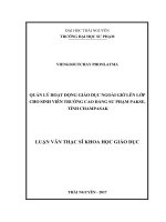 Luận văn quản lý hoạt động giáo dục ngoài giờ lên lớp cho sinh viên trường cao đẳng sư phạm pakse 
