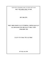 THỰC HIỆN PHÁP LUẬT về PHÒNG, CHỐNG bạo lực GIA ĐÌNH đối với TRẺ EM từ THỰC TIỄN TỈNH PHÚ yên 