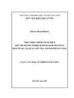 THỰC HIỆN CHÍNH SÁCH THUẾ ĐỐI VỚI DOANH NGHIỆP KINH DOANH NHÀ HÀNG KHÁCH SẠN TẠI QUẬN SƠN TRÀ, THÀNH PHỐ ĐÀ NẴNG