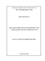 Thực hiện chính sách giảm nghèo bền vững tại huyện bắc trà my, tỉnh quảng nam