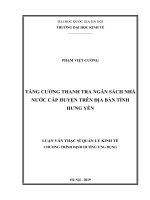 Luận văn thạc sĩ quản lý kinh tế: Tăng cường thanh tra ngân sách nhà nước cấp huyện trên địa bàn tỉnh Hưng Yên