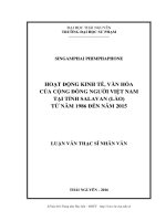 Luận văn hoạt động kinh tế, văn hóa của cộng đồng người việt nam tại tỉnh salavan (lào) từ năm 1986 đến năm 2015​ 