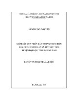 giám sát của nhân dân trong thực hiện dân chủ cơ sở ở cấp xã từ thực tiễn huyện đại lộc, tỉnh quảng nam 
