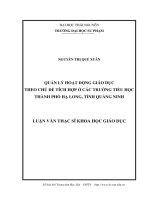 Luận văn quản lý hoạt động giáo dục theo chủ đề tích hợp ở các trường tiểu học thành phố hạ long 