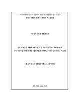QUẢN LÝ NHÀ NƯỚC VỀ ĐẤT NÔNG NGHIỆP TỪ THỰC TIỄN HUYỆN QUẾ SƠN, TỈNH QUẢNG NAM