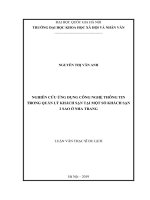 Nghiên cứu ứng dụng công nghệ thông tin trong quản lý khách sạn tại một số khách sạn 2 sao ở nha trang 