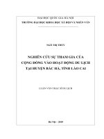 Luận văn nghiên cứu sự tham gia của cộng đồng vào hoạt động du lịch tại huyện bắc hà, tỉnh lào cai​ 