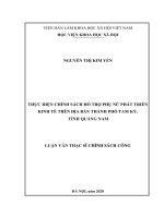 Thực hiện chính sách hỗ trợ phụ nữ phát triển kinh tế trên địa bàn thành phố tam kỳ, tỉnh quảng nam 