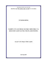 Nghiên cứu sản phẩm ẩm thực biển phục vụ khách du lịch tại nha trang, khánh hòa 