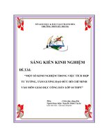 SKKN một số kinh nghiệm trong việc tích hợp tư tưởng, tấm gương đạo đức hồ chí minh vào môn giáo dục công dân lớp 10 THPT 