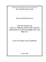 GÓP VỐN THÀNH LẬP CÔNG TY TNHH HAI THÀNH VIÊN TRỞ LÊN THEO PHÁP LUẬT DOANH NGHIỆP VIỆT NAM HIỆN NAY